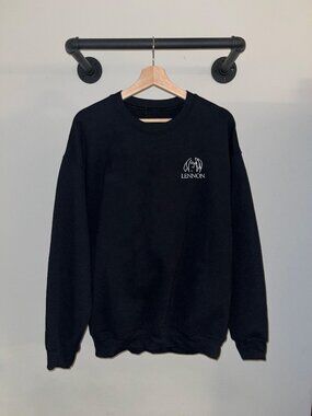 Black White John Lennon Drawing Funny Music Beatles Crewneck Sweatshirt